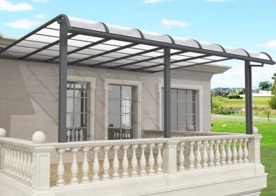 Balcony awning, three beams, strong roof