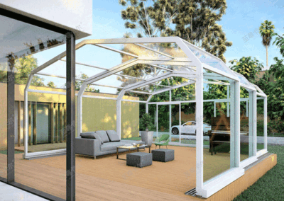 Sunroom enclosure with openable roof