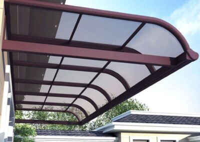 Commercial awnings, solid glass roof