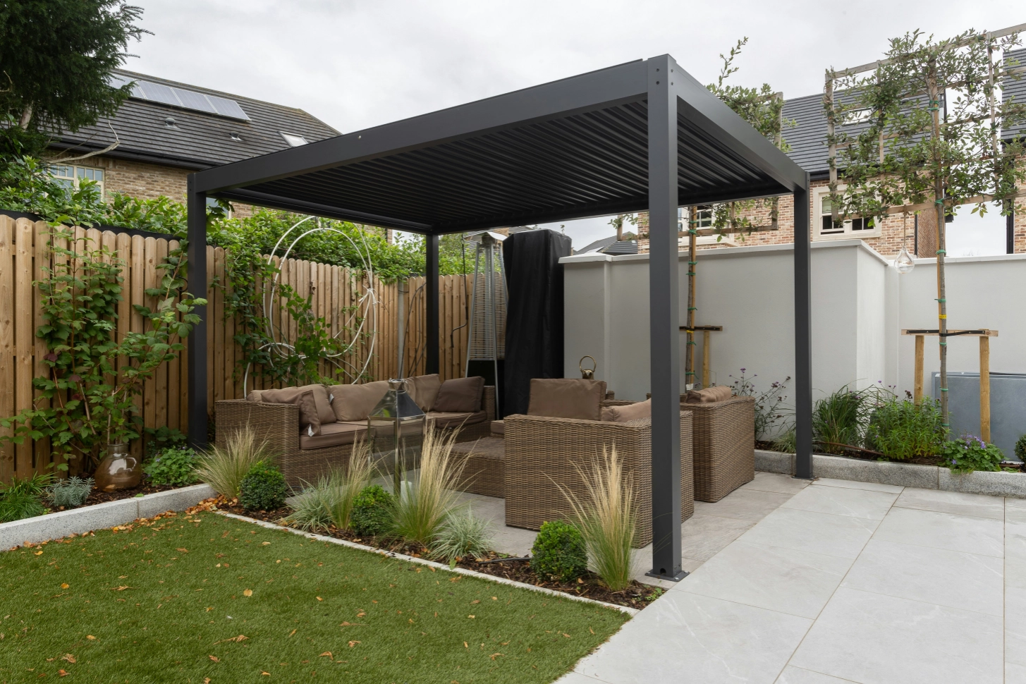 Motorised Louvered Pergolas in the backyard