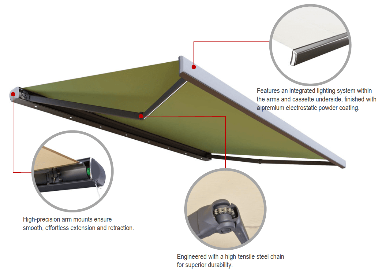 full cassette awning detail