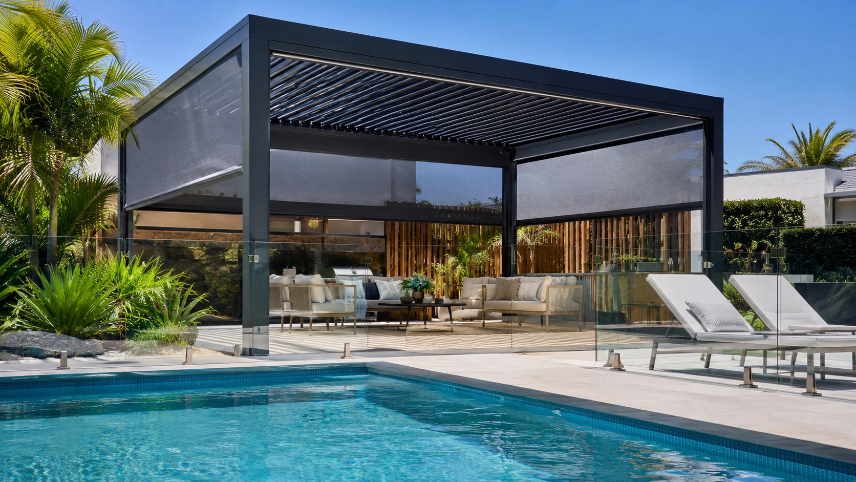 pergola with blinds