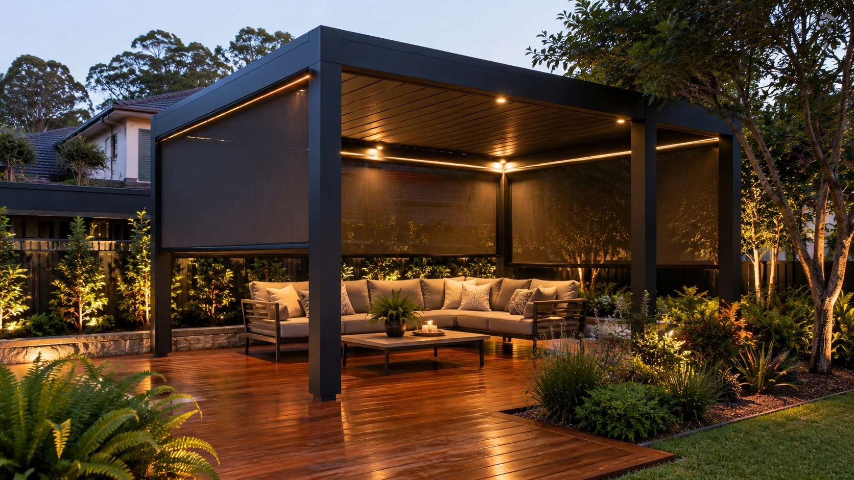 pergola with blinds